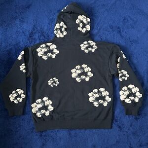Black and White Floral Shirt with Hood
